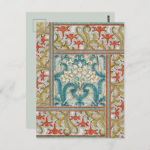 Daffodil chintz art nouveau bloem behang briefkaart