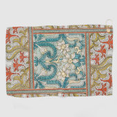 Daffodil chintz art nouveau bloem behang golfhanddoek (Horizontaal)