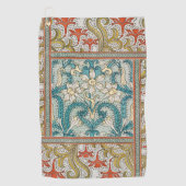 Daffodil chintz art nouveau bloem behang golfhanddoek (Voorkant)