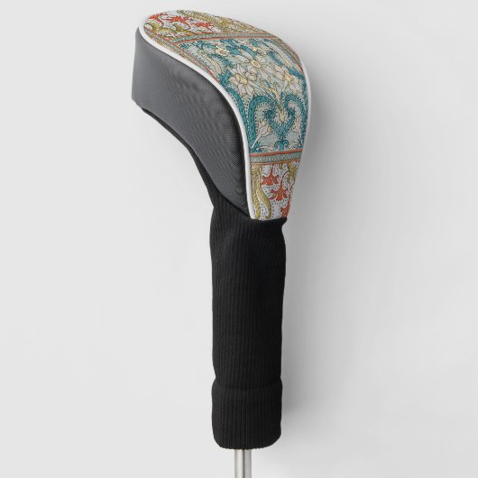 Daffodil chintz art nouveau bloem behang golfheadcover (Schuin)