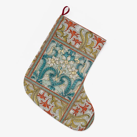 Daffodil chintz art nouveau bloem behang grote kerstsok (Voorkant (Hangend))