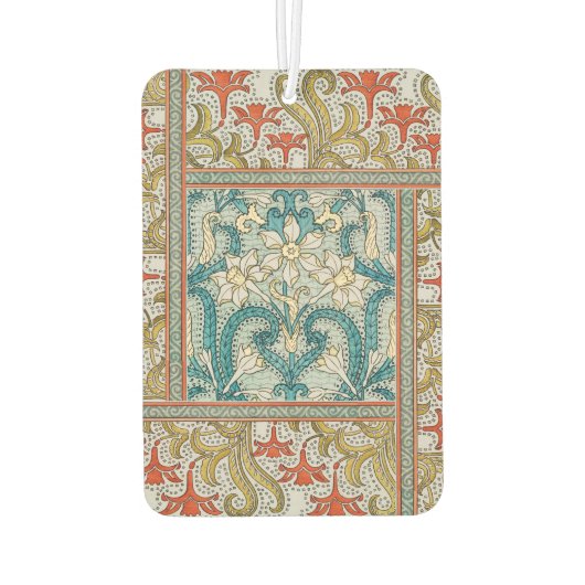 Daffodil chintz art nouveau bloem behang luchtverfrisser (Achterkant)