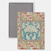 Daffodil chintz art nouveau bloem behang magneet (Voorkant / Achterkant)