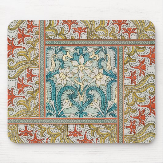 Daffodil chintz art nouveau bloem behang muismat (Voorkant)