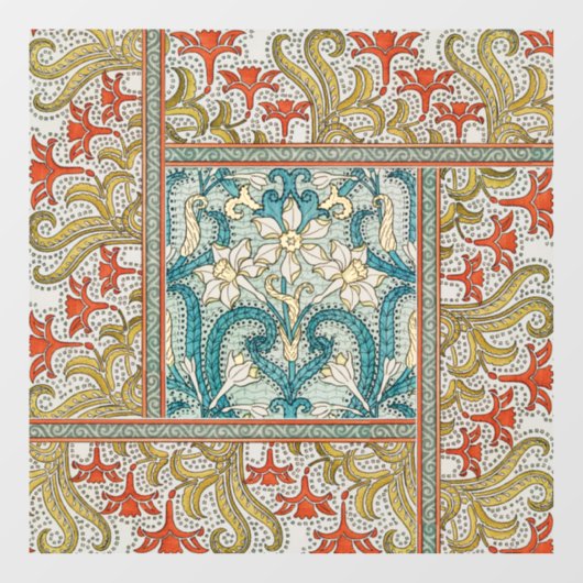 Daffodil chintz art nouveau bloem behang raamsticker (Vel)