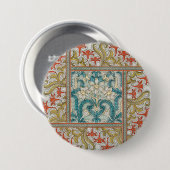 Daffodil chintz art nouveau bloem behang ronde button 7,6 cm (Voorkant /achterkant)