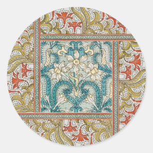 Daffodil chintz art nouveau bloem behang ronde sticker