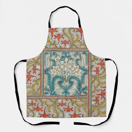 Daffodil chintz art nouveau bloem behang schort (Voorkant)