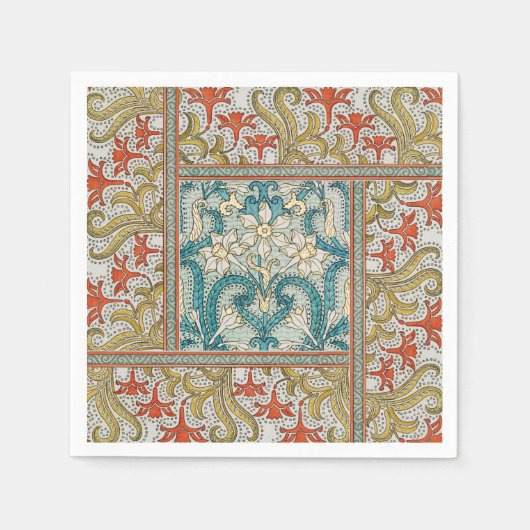 Daffodil chintz art nouveau bloem behang servet (Voorkant)