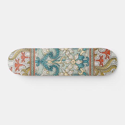 Daffodil chintz art nouveau bloem behang skateboard (Horizontaal)