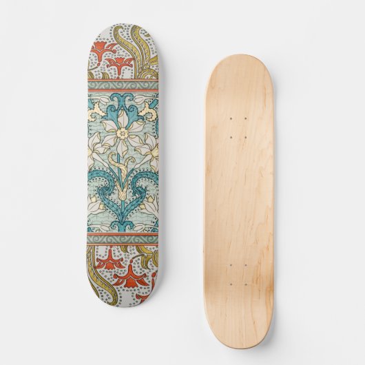 Daffodil chintz art nouveau bloem behang skateboard (Voorkant)