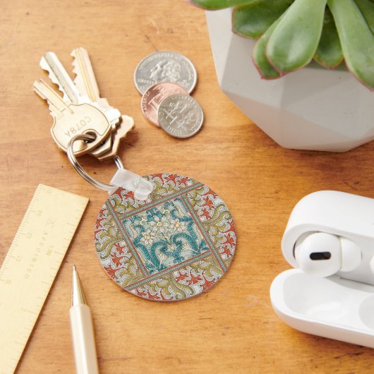 Daffodil chintz art nouveau bloem behang sleutelhanger (Bureau)