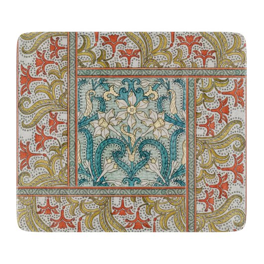 Daffodil chintz art nouveau bloem behang snijplank (Voorkant)