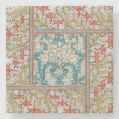 Daffodil chintz art nouveau bloem behang stenen onderzetter (Voorkant)