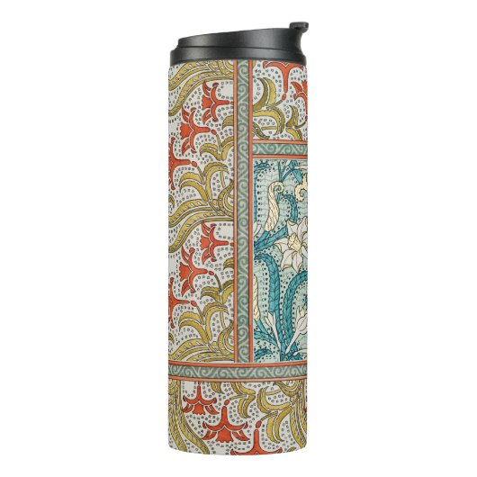 Daffodil chintz art nouveau bloem behang thermosbeker (Gedraaid links)