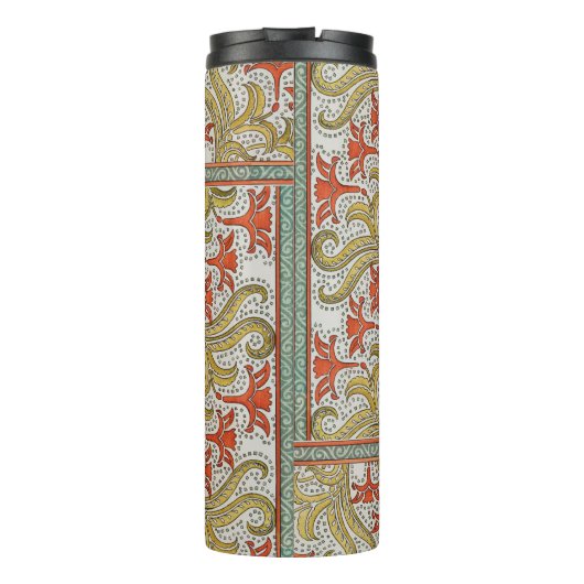Daffodil chintz art nouveau bloem behang thermosbeker (Achterkant)