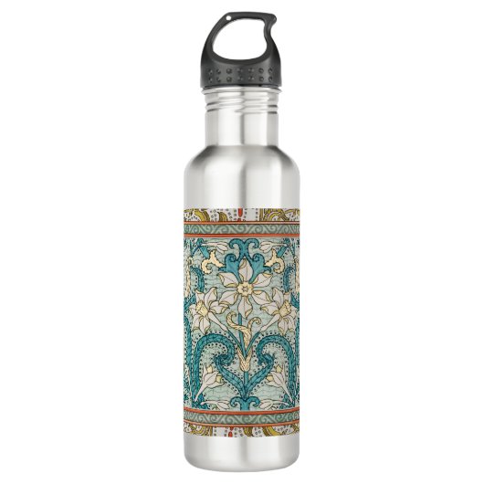 Daffodil chintz art nouveau bloem behang waterfles  (Voorkant)