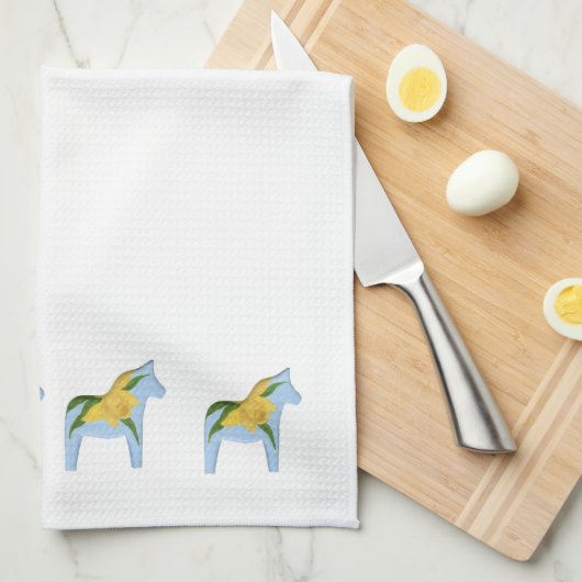 Daffodil Dala Horse MoJo Kitchen handdoek (Quarter Fold)
