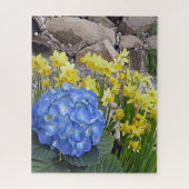 Daffodil en Hydrangea Garden Jigzaag Puzzle Legpuzzel (Verticaal)