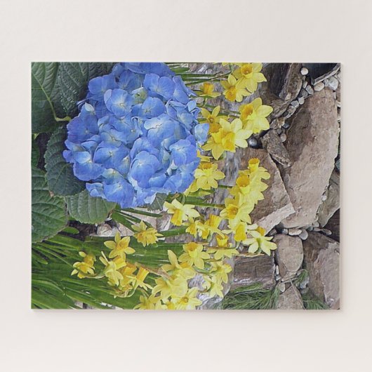Daffodil en Hydrangea Garden Jigzaag Puzzle Legpuzzel (Horizontaal)
