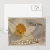 Daffodil en Pearls Wedding Bedankt Briefkaart (Voorkant / Achterkant)