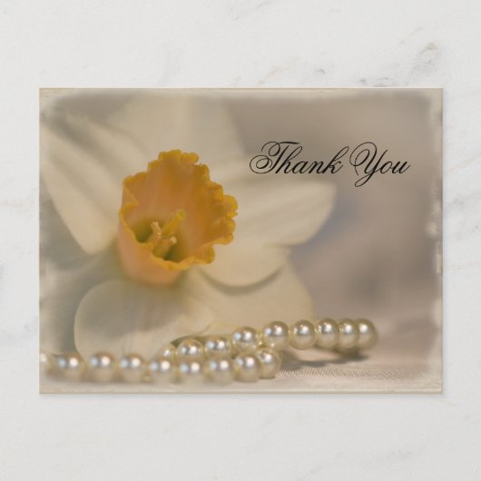Daffodil en Pearls Wedding Bedankt Briefkaart (Voorkant)