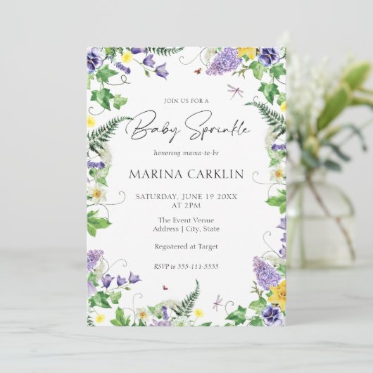 Daffodil en Wildflower Bloemen Bloemen Baby Sprink Kaart (Staand voorkant)