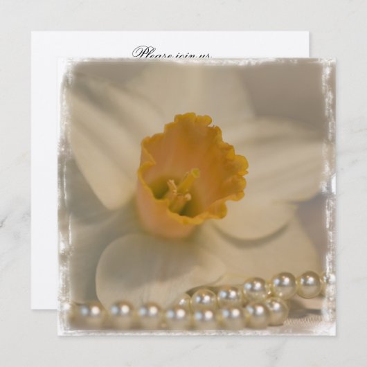 Daffodil et perles Faire-part de mariage (Devant / Derrière)