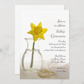 Daffodil et perles Quinceanera Party Invitation (Devant / Derrière)