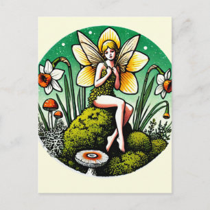 Daffodil Fairy Spring Fairies Flower Garden Briefkaart