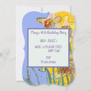 Daffodil Floral 40e anniversaire Invitation jaune