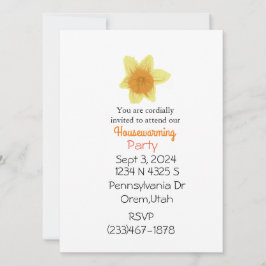 Daffodil Floral Housewarming Party Uitnodiging