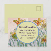 Daffodil Floral New Address Briefkaart we move (Voorkant / Achterkant)