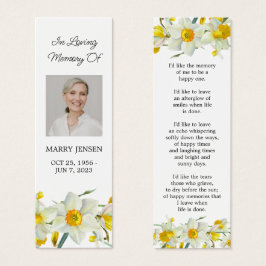Daffodil Floral Photo Funeral Memorial Bookmark Mini Visitekaartjes