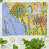 Daffodil Flower Floral Spring Waterverf Lavender Theedoek (Gevouwen)