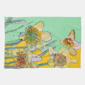 Daffodil Flower Floral Spring Waterverf Mint Theedoek (Horizontaal)