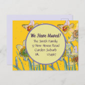 Daffodil Flower New Address Briefkaart we move (Voorkant / Achterkant)