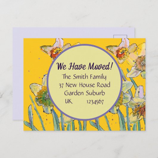 Daffodil Flower Nouvelle Adresse Carte Postale Nou (Devant / Derrière)