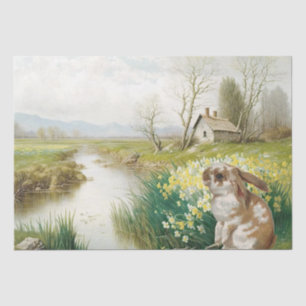 Daffodil Flower Rabbit Stream Spring-ontkoppeling Tissuepapier