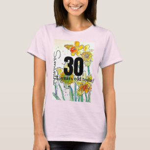 Daffodil Flower Waterverf Verjaardag 30 jaar T-shirt