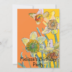 Daffodil Flowers Birthday Childs Girls Uitnodiging