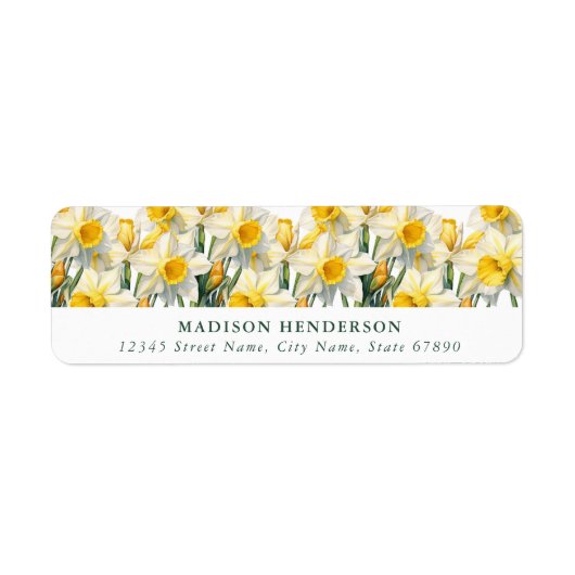  Daffodil Flowers Retour Adres Label (Voorkant)