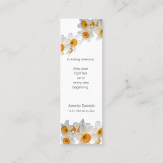  Daffodil Funeral Mini Bookmark Keepsake Card Visitekaartje