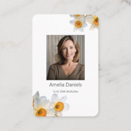 Daffodil Funeral Prayer Card  Visitekaartje