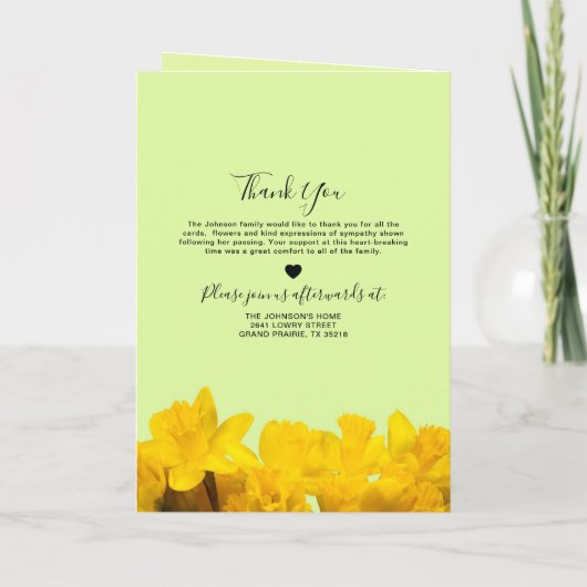 Daffodil Funeral Programme | Moderne dienstregelin Programma (Achterkant)