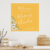  daffodil-geel en White Daisies Wedding Poster (Keuken)