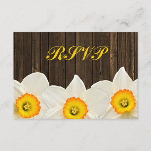 Daffodil Grange mariage en bois Carte de réponse R