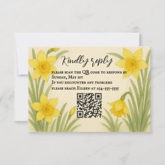 Daffodil Kiss QR Code RSVP Kaart