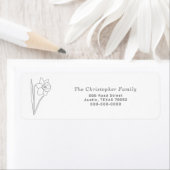 Daffodil Line Art retour adreslabel Etiket (Insitu)