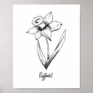 Daffodil March Birthday Poster